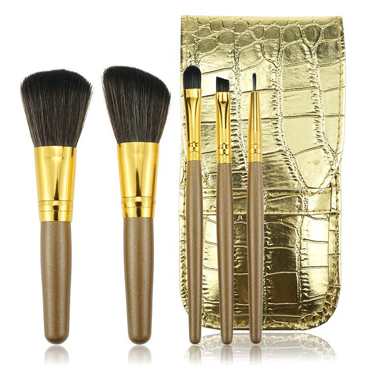 5PCS Mini Portable Makeup Brush set with Cute case Synthetic hair brushes makeup