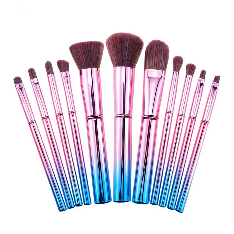 2019 Trending Luxury Collection Metal Rainbow Glitter Makeup Brush Set 11pcs