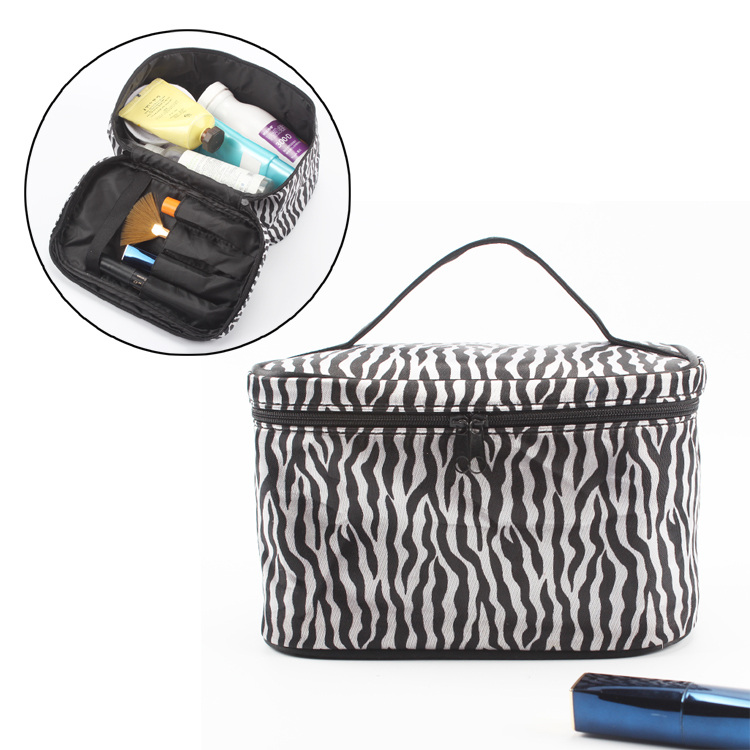 Portable Travel Makeup Bag Cosmetic Case Organizer Zebra Pattern Women Toiletry Bag