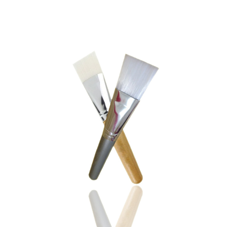 Custom logo wooden face facial mask brush with soft synthetic hair