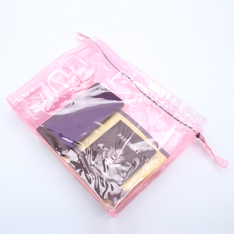 Pink Transparent PVC Zipper Bag Beach PVC Bag with Zipper