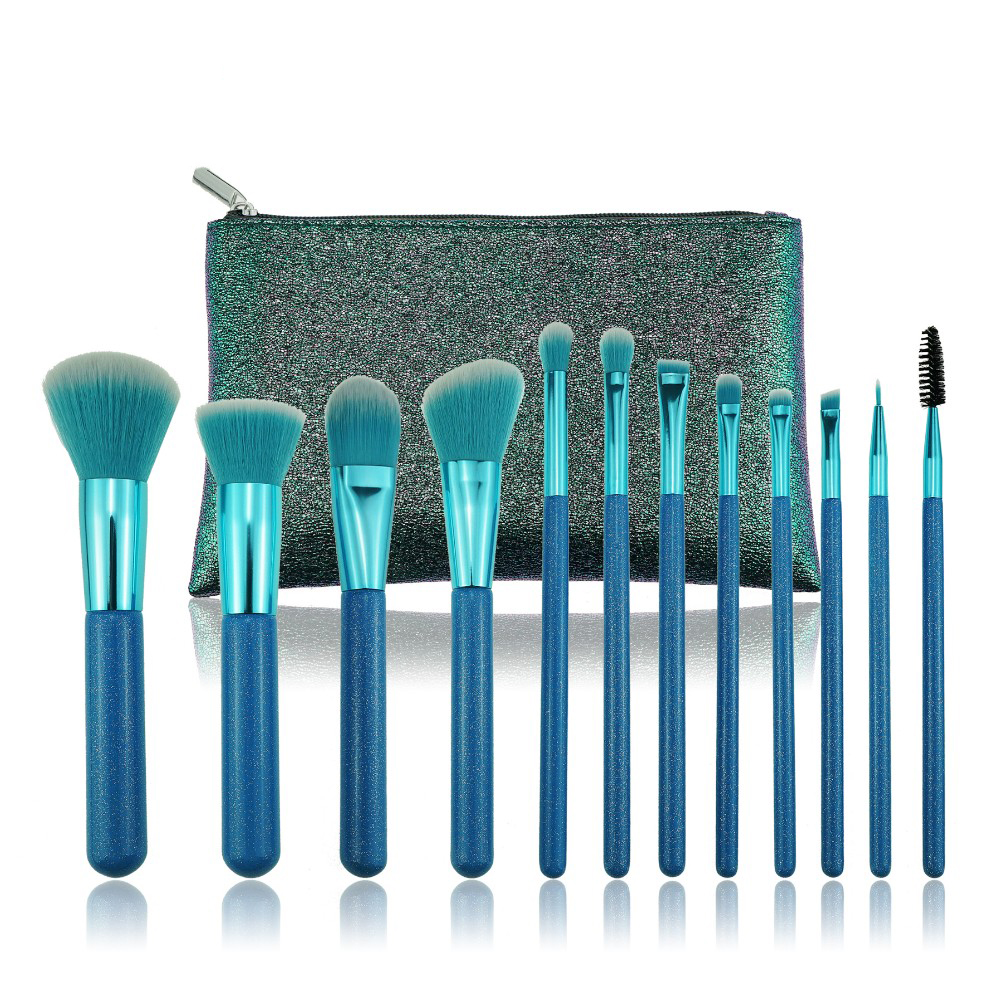 12Pcs My Own Label Unique Makeup Brushes With Gradient Makeup Bag