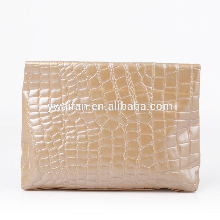 Stone Pattern PU Leather Zipper Makeup Travel Cosmetic Bag with button