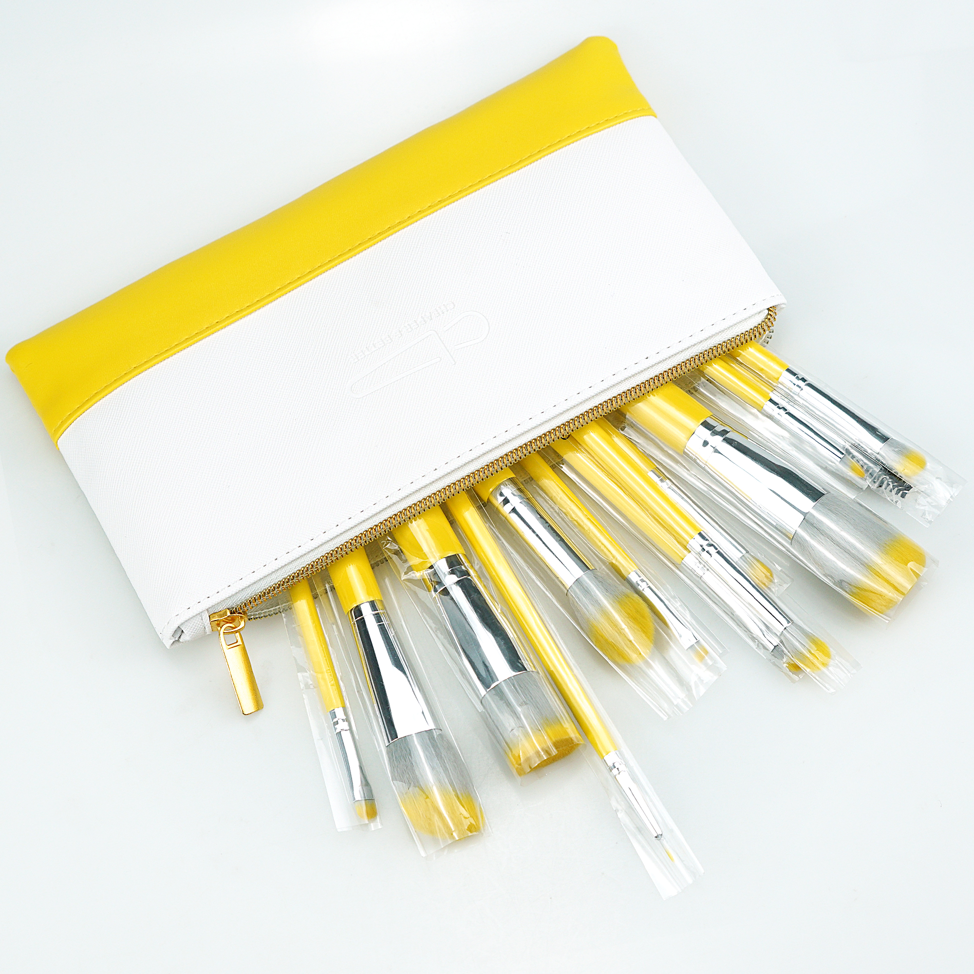 2019 New Release Amazon Neon Yellow Lemon Bright Color Private Label Makeup Brush Set Custom Packaging OEM factory