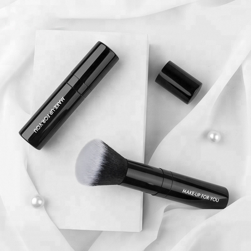 Custom Logo Kabuki Brush Retractable Makeup Contour Blusher Powder Brush