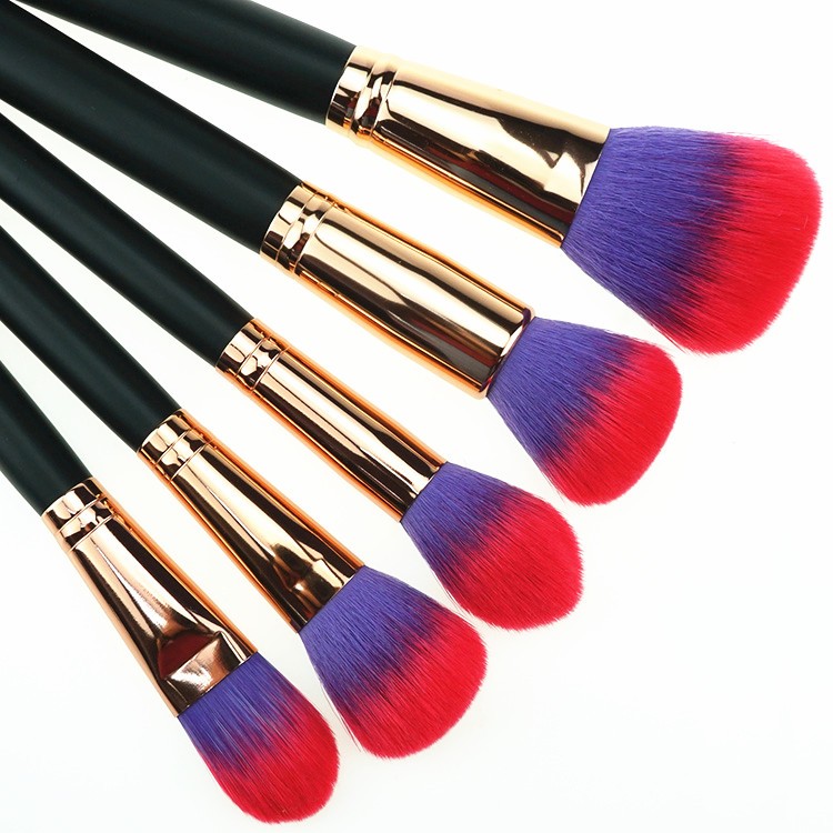 15 Pieces high end synthetic hair aluminum ferrule makeup brush set with black PVC bag
