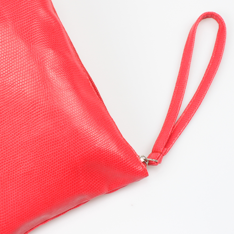 Fashion PU Ladies Clutch Bag with Wristlet Red Faux Leather Clutch Bag Women