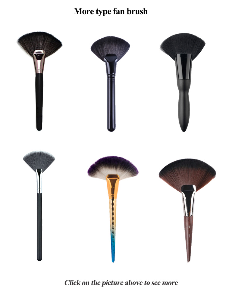 High Quality Custom Single Wooden Soft Synthetic Hair Face Makeup Fan Brush