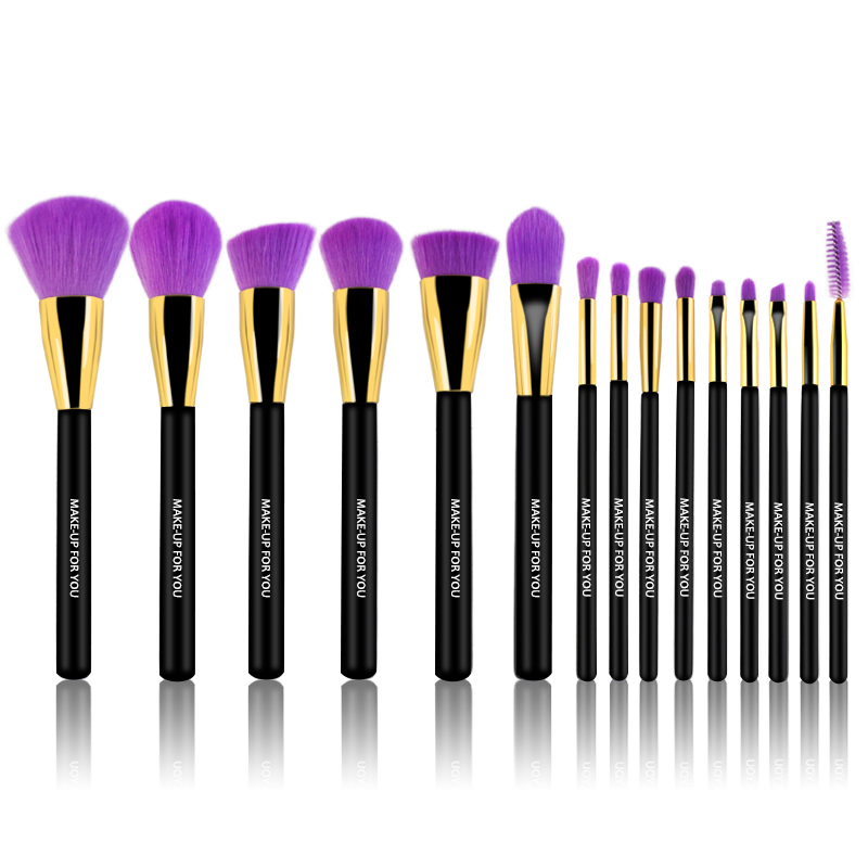 Private label 15pcs makeup brush set cosmetic brush kit 15 piece set