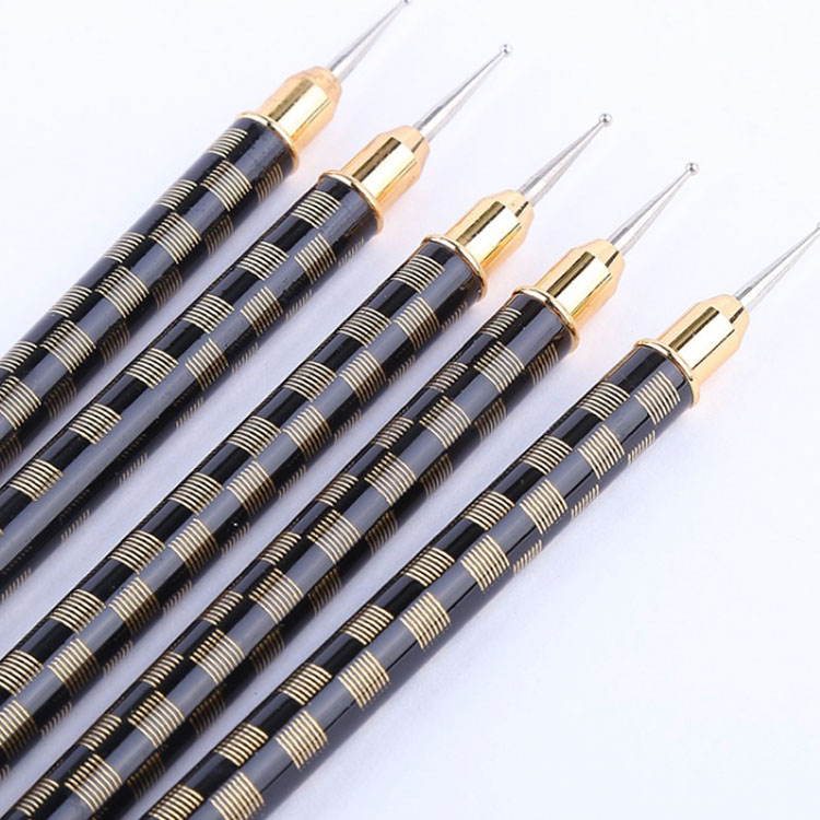 New design metal handle nylon hair gel paint drawing double use art brushes for nail