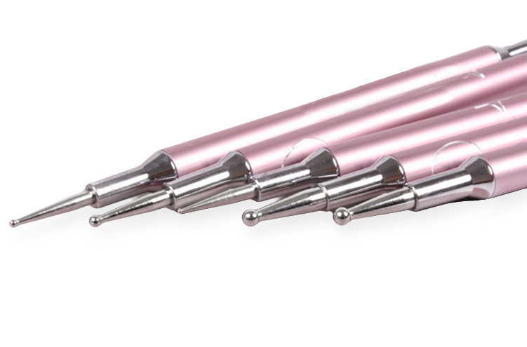 Dual Ended Pink Professional Nail Tools Multi-function Nail Dotting Brush