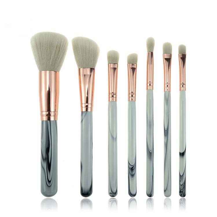 Factory Wholesales OEM 7pcs Marble Vegan Pravite Label Make up Brushes Makeup