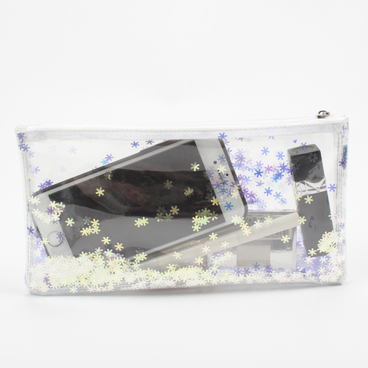 Transparent Glitter Cosmetic Bag Zipper Glitter Makeup Bag Organizer Clutch