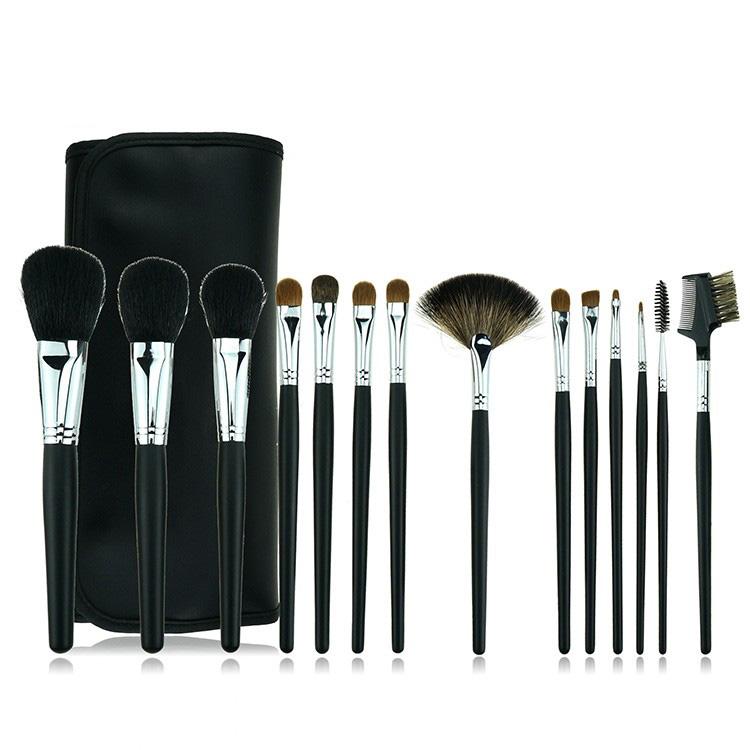14Pcs Professional Makeup Brush Nature Hair Black Cosmetics Brush Set