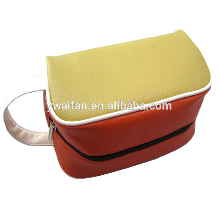 Mens Travel Toiletry Bag PU Leather Cosmetic Makeup Organizer Shaving Dopp Case
