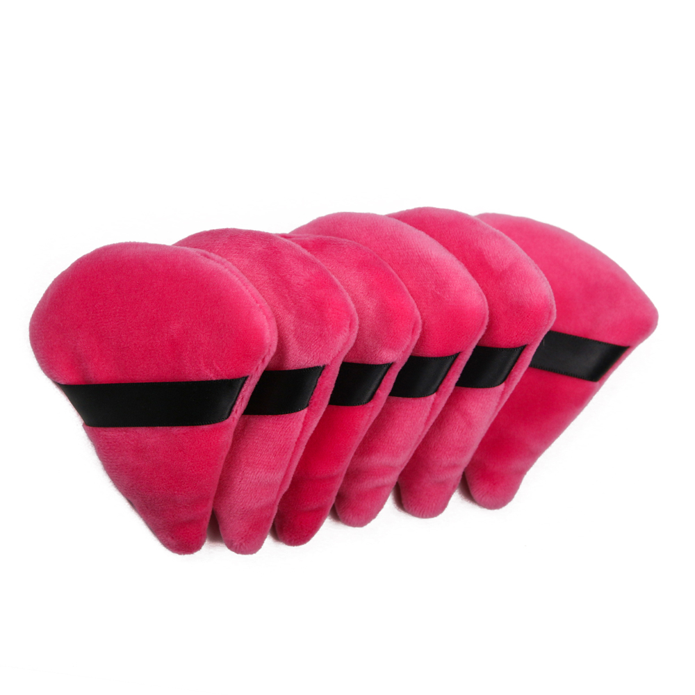 Hot Sellers On Amazon High Quality Triangle Cotton Velvet Red Soft Makeup Sponge Powder Puff Custom Logo For Wholesale