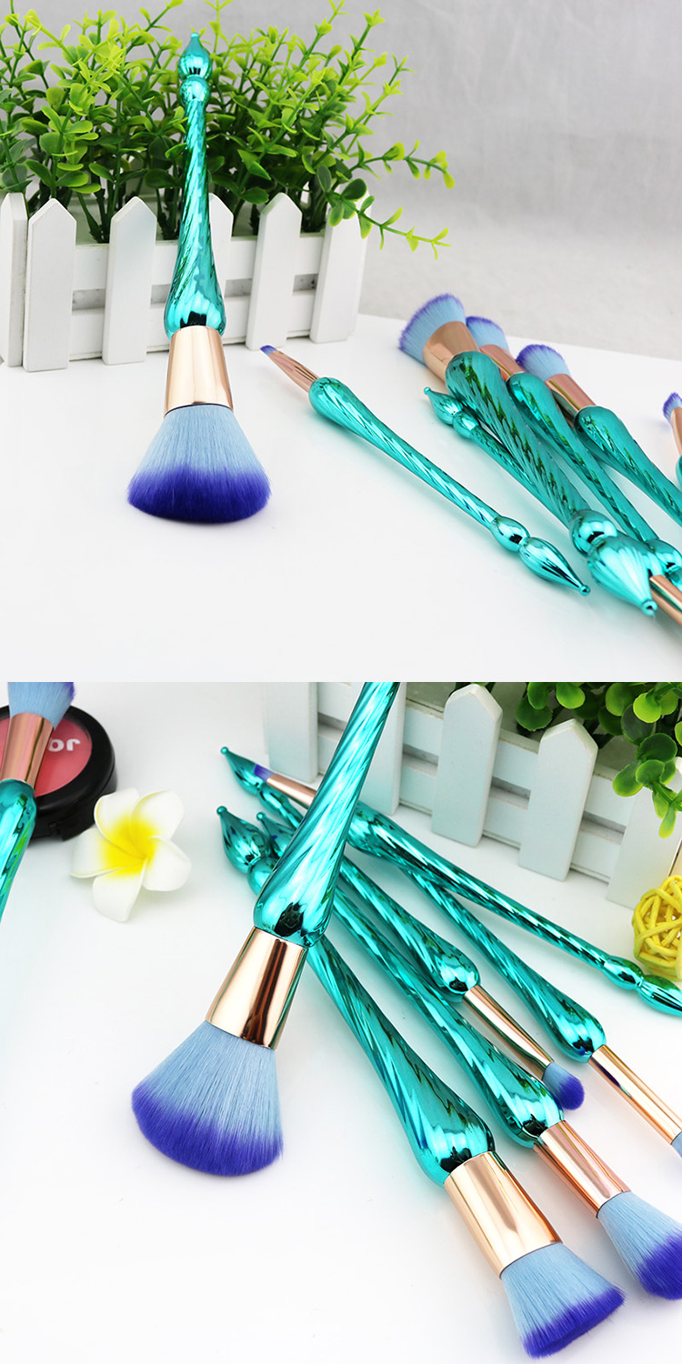 Professional Luxury Beauty Brush Spiral Green Handld Rose Gold Powder Foundation Blending Eye Makeup Brushes Wholesale