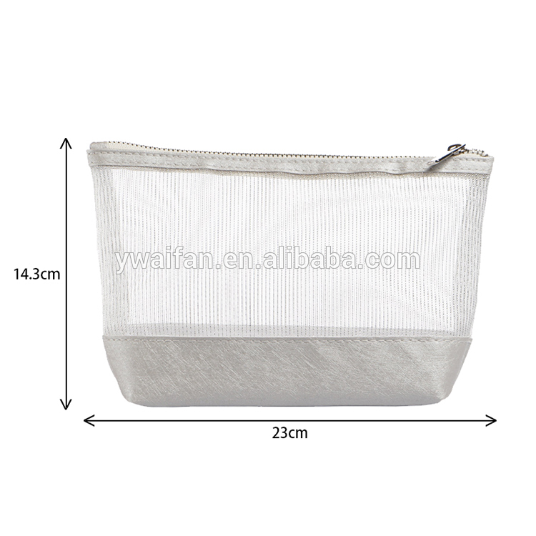 PU Transparent Cosmetic Makeup Bag Mesh Organizer Pouch Travel Clear Toiletry Bag