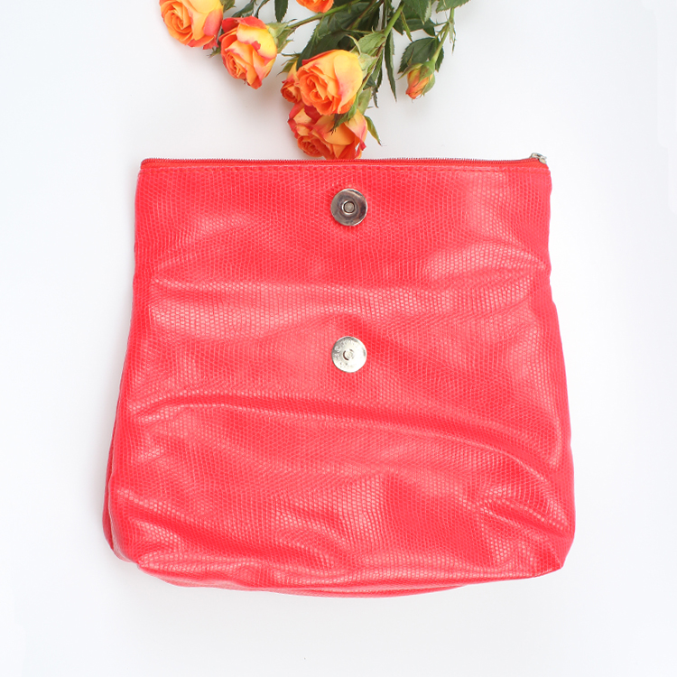 PU Red Bifold Lady Hand Bag Party Clutch Fake Crocodile Hand Bag