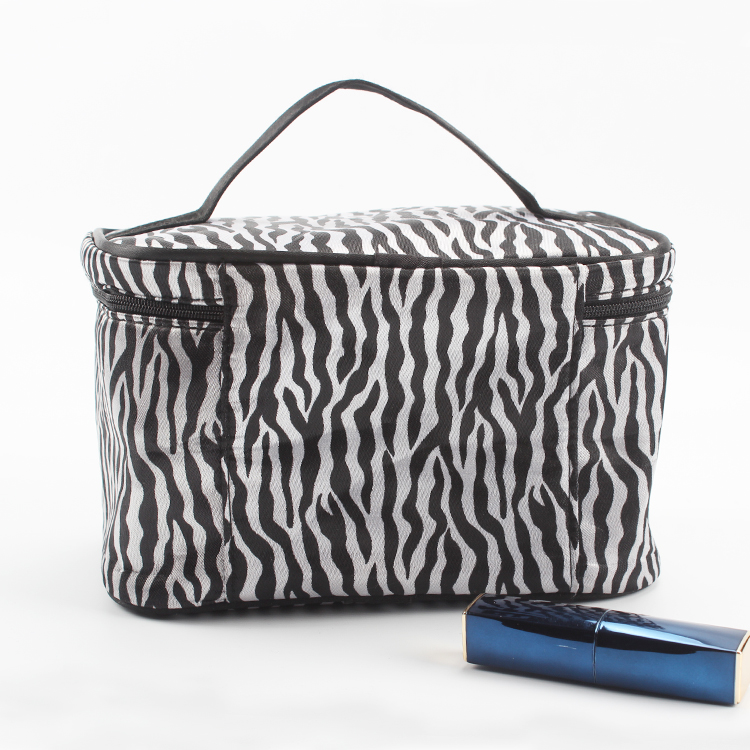 Portable Travel Makeup Bag Cosmetic Case Organizer Zebra Pattern Women Toiletry Bag