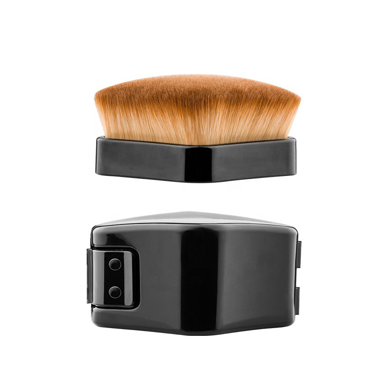 Rhombic Portable Synthetic Foundation Makeup Brush With Cap