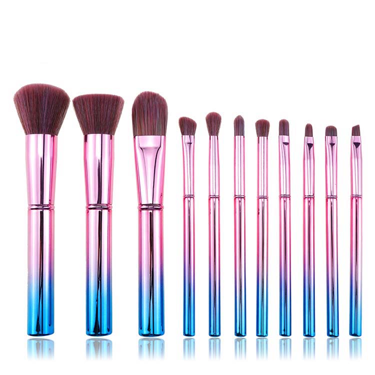 2019 Trending Luxury Collection Metal Rainbow Glitter Makeup Brush Set 11pcs
