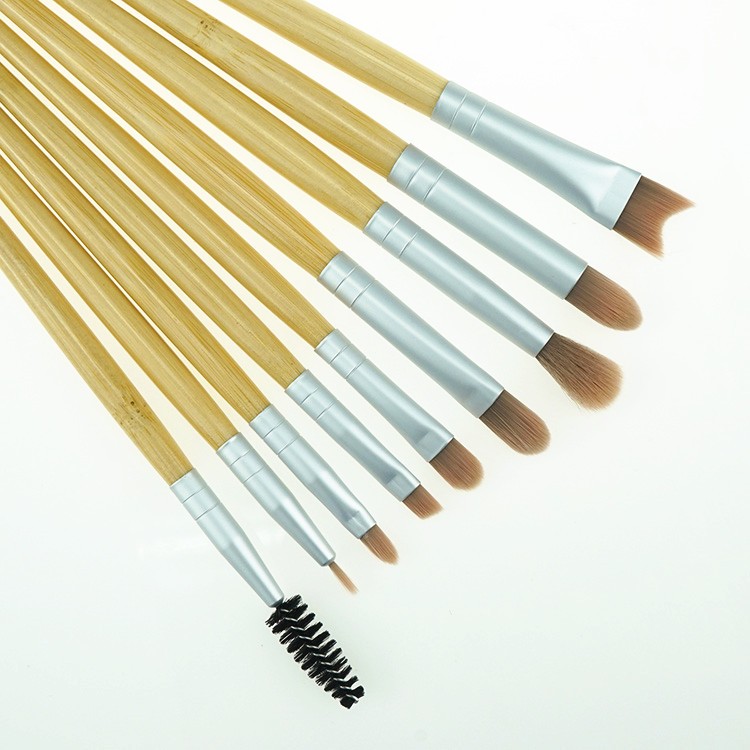 Multi-functional wooden handle silver cosmetic brushes set with PVC makeup case