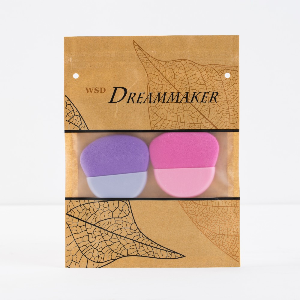 supressed flat makeup sponge with plastic handle