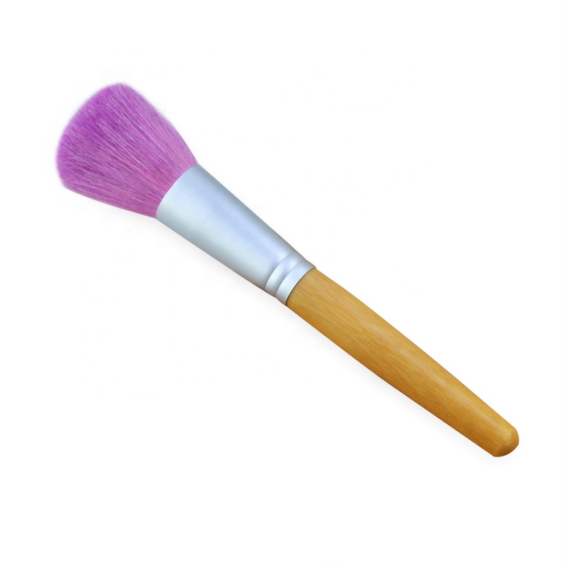 Girl's Pink Hair Fluffy Bamboo Eco Makeup Powder Brush For Cosmetic