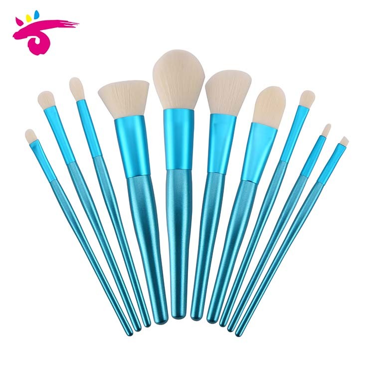 2018 Alibaba Factory Supply Blue And White Pearly Handle Kit Pincel de Maquiagem with Custom Logo