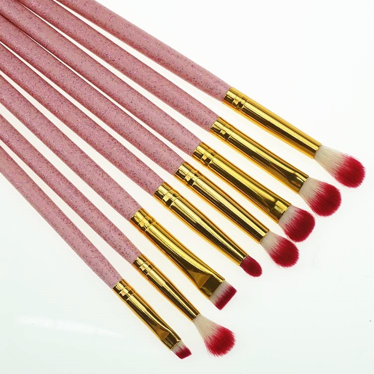12 Pcs Glitter Bling Pink Handle Makeup Brush Kit With Glow Bag