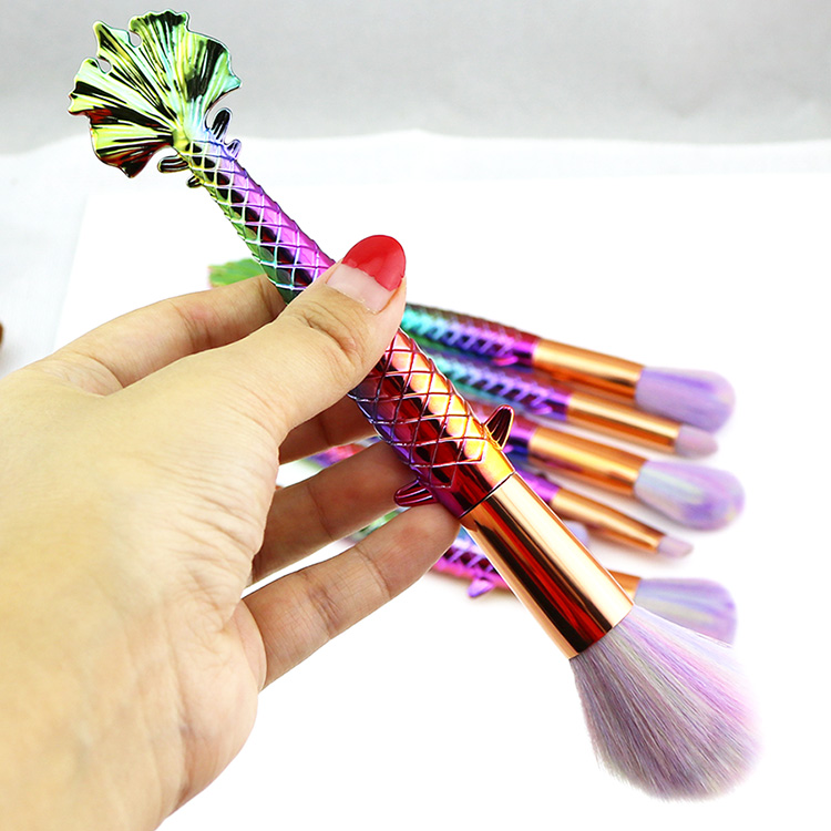 Free Sample 7pcs Mermaid Make up Brushes, Professional Set Brand Cosmetics Brush for Makeup