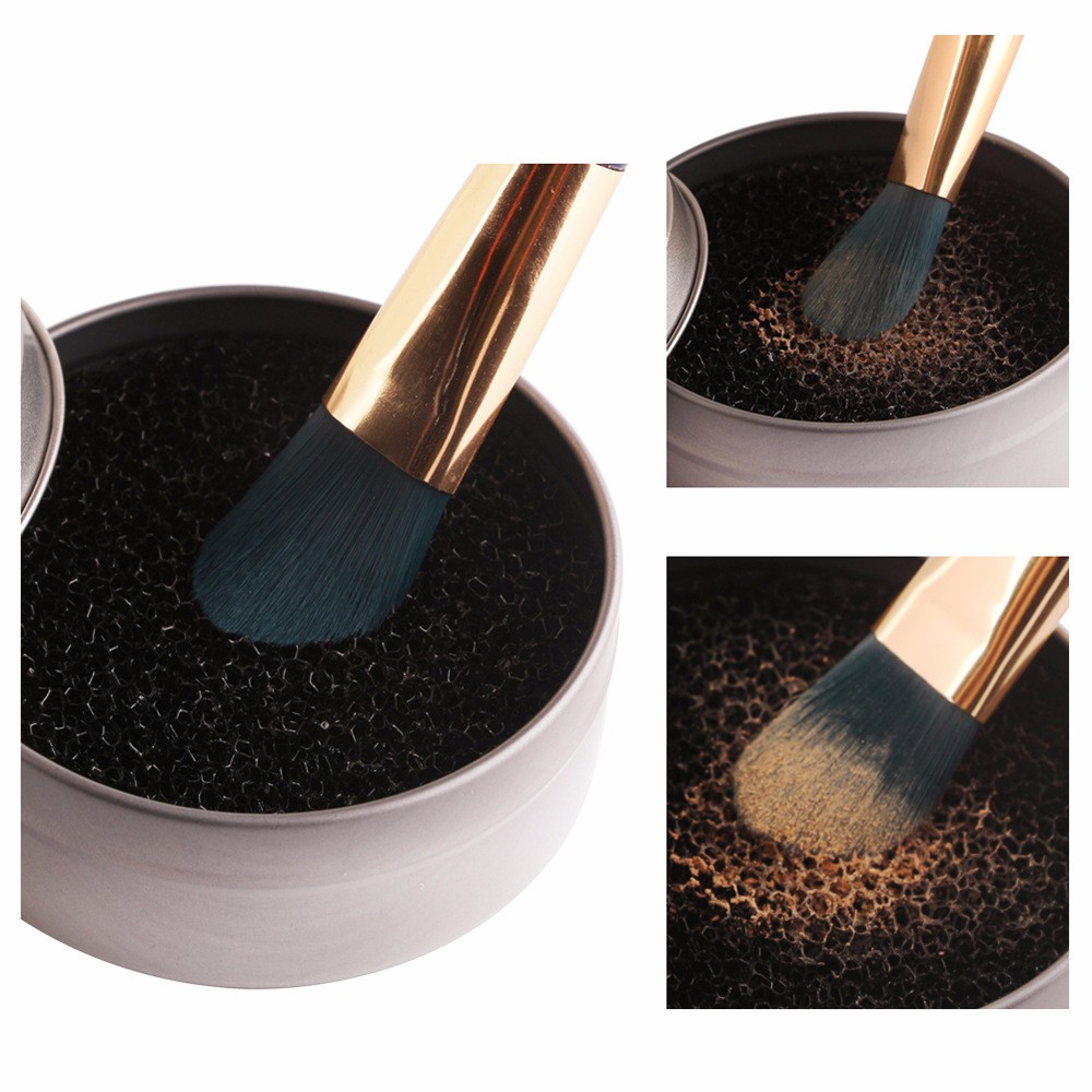 Makeup Brush Cleaner Sponge Remover Aluminum Make up Brushes Cleaning Powder Brush Washing Sponge Scrubber Clean Kit