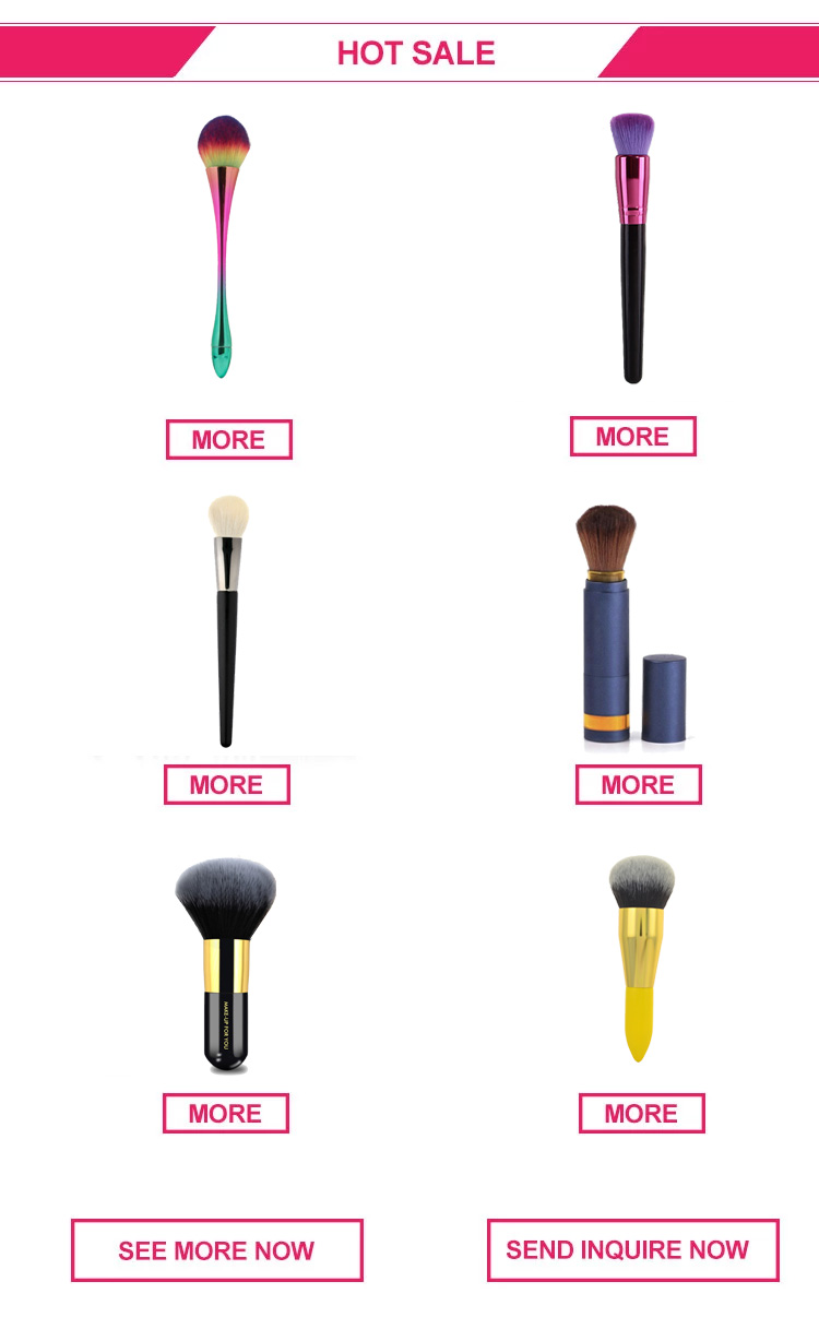 Double Head Makeup Blush Powder Brush with Goat Hair and Synthetic Hair