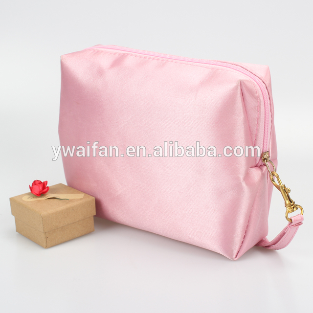 Pink Satin Cosmetic Organizer Beauty Storage with Handle Makeup Train Case