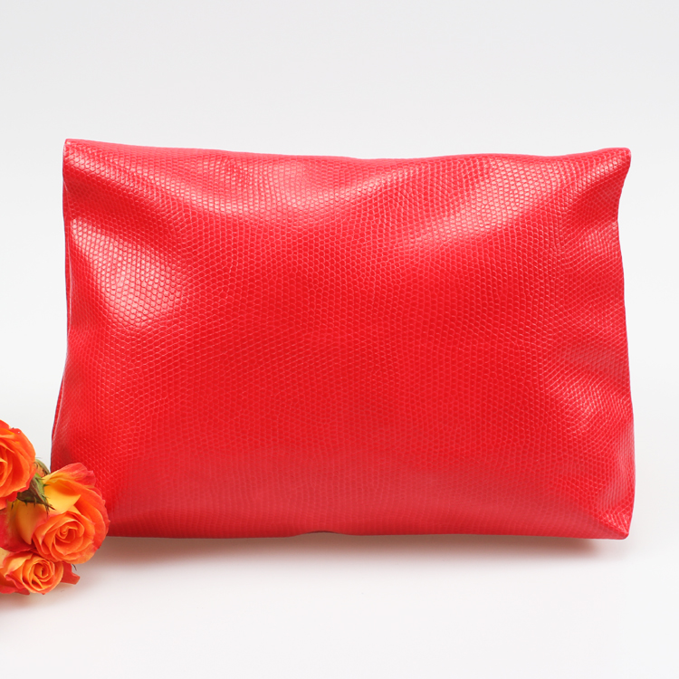 PU Red Bifold Lady Hand Bag Party Clutch Fake Crocodile Hand Bag