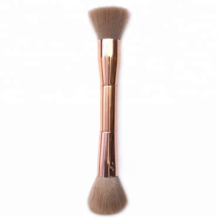 Dual Ended Multi-Function Rose gold Travel Vegan Hair Makeup Brush Set