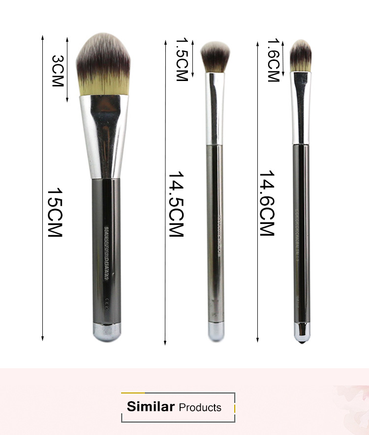 Custom Logo High Quality Metal Handle Cosmetic Foundation Blending Makeup Brush Set