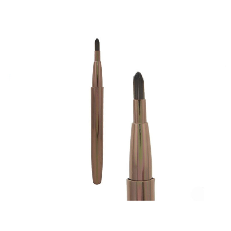 Black Premium Synthetic Hair Mini Retractable Makeup Lip Brush With Cap
