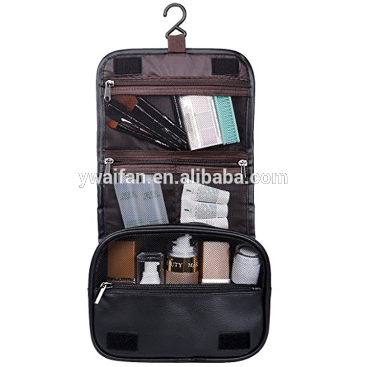 Toiletry Bag Hanging Toiletry Bag Makeup Bags PU Leather with Several Zipper Pockets