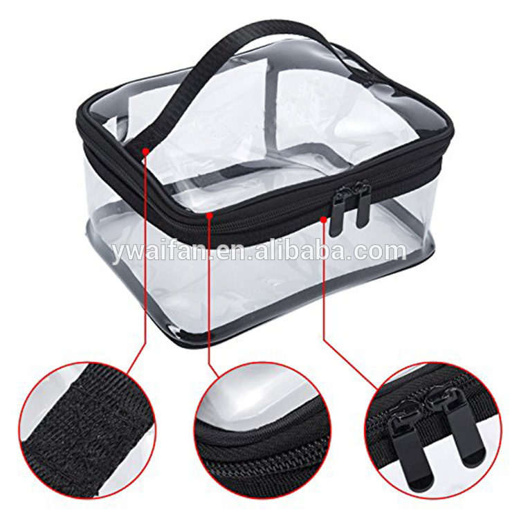 Transparent Travel Cosmetic PVC Leather Zipper Clear Makeup Bag Organizer Storage Bag