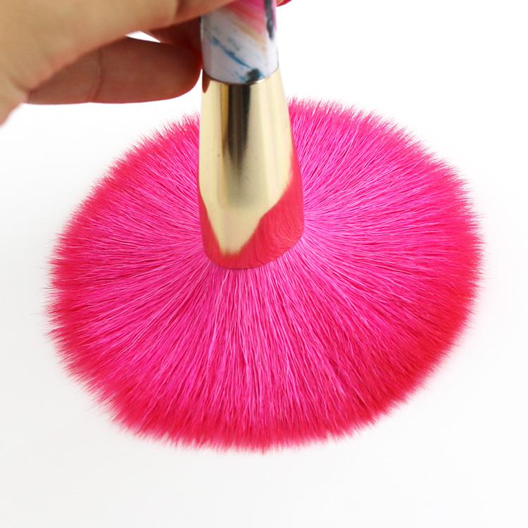 Custom Plastic Handle Pink Synthetic Hair Rose Gold Blush Powder Make Up Brush