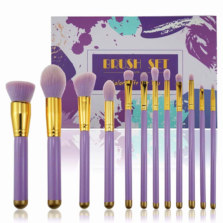 Synthetic Hair 12pcs mermaid tail brushes makeup brush set with box