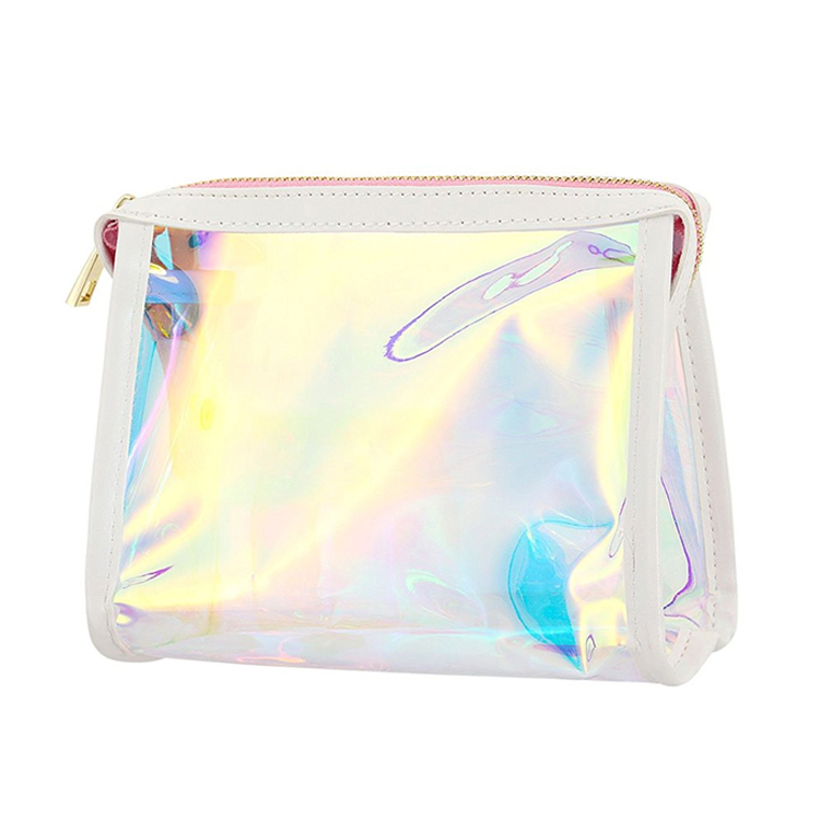 Clear Transparent Rainbow Laser Holographic Cosmetics Makeup Travel Bag