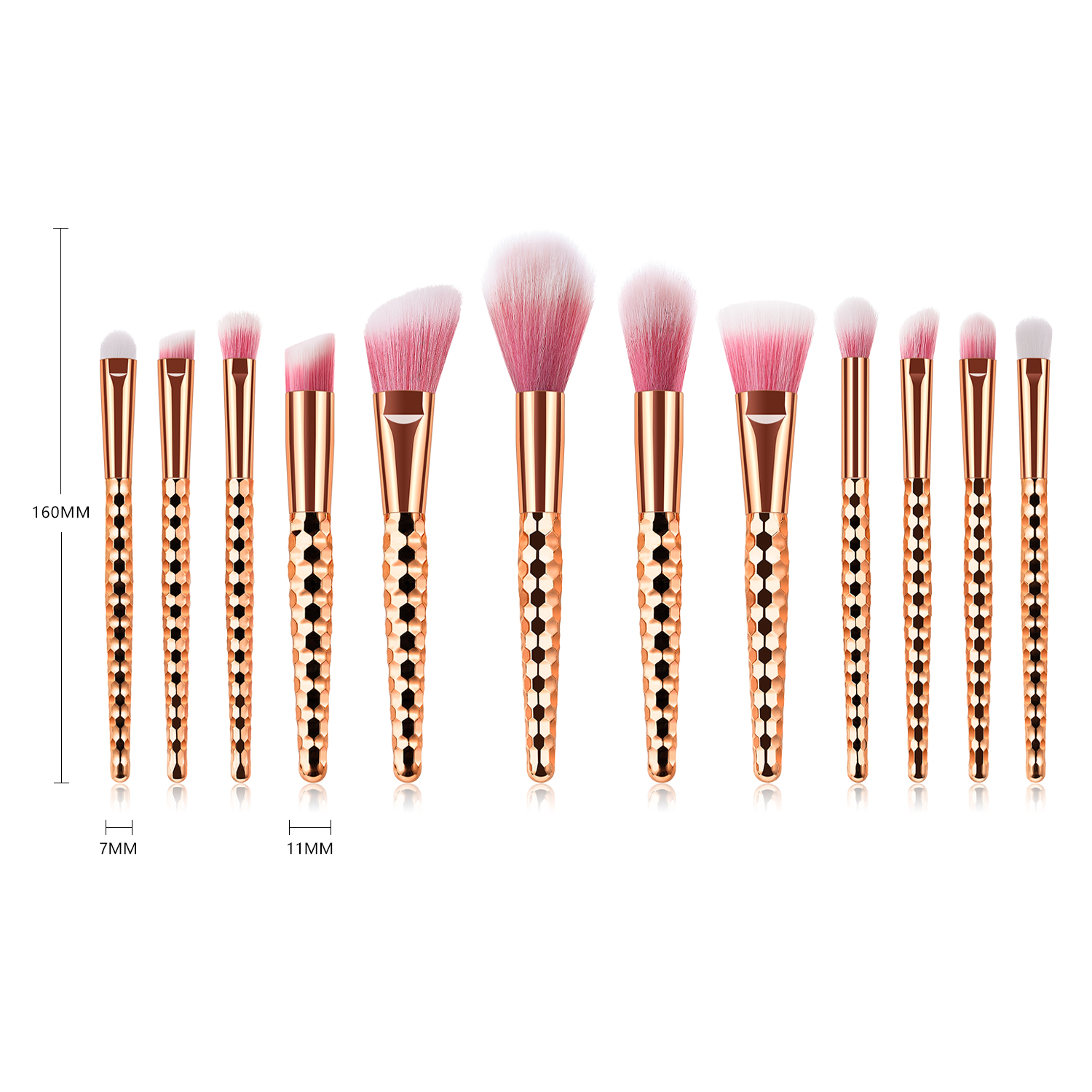 12pcs Rose Gold Private Label Synthetic Personalized Makeup Brush Set