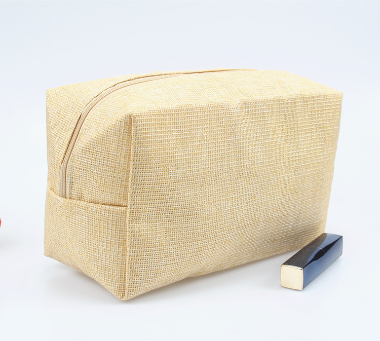 Jute Zipper Cosmetic Travel Pouch Great for Makeup Organizer