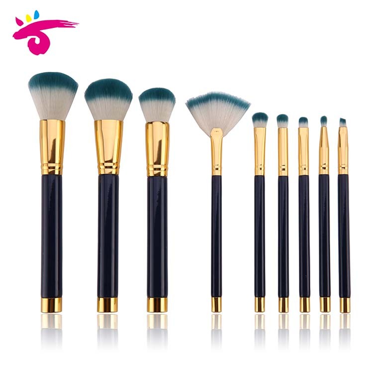 Professional 9 Pcs Cosmetic Golden Free Sample Custom Logo Makeup Brushes Set