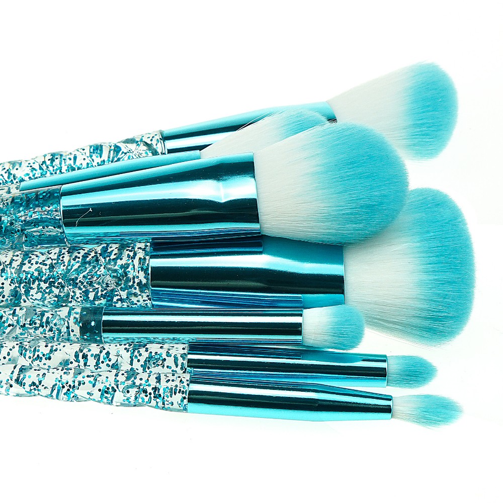 8Pcs Luxury Synthetic Makeup Brushes Glitter Blue Smudge Brush Style