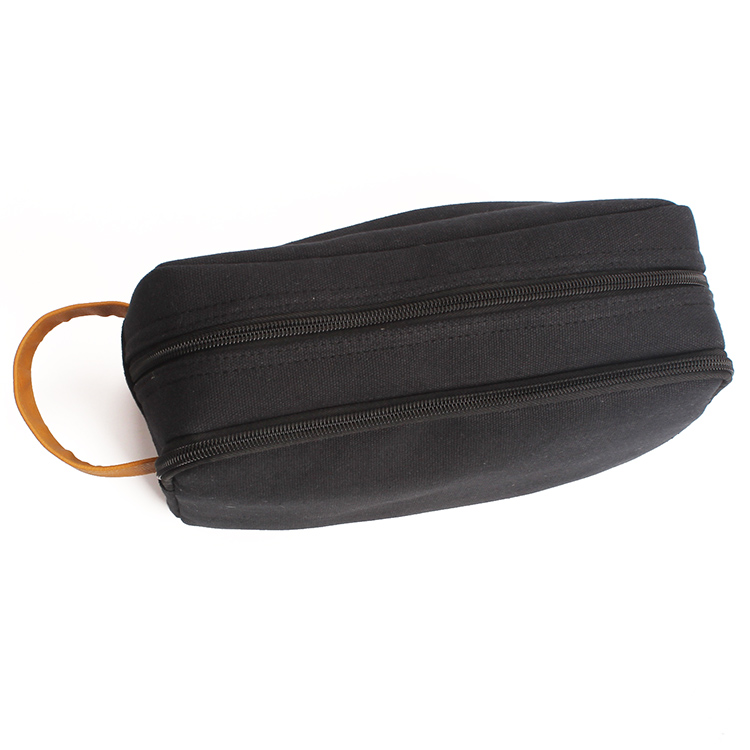 Mens Canvas Toiletry Bag Travel Bathroom Shaving Dopp Kit with Double Compartments