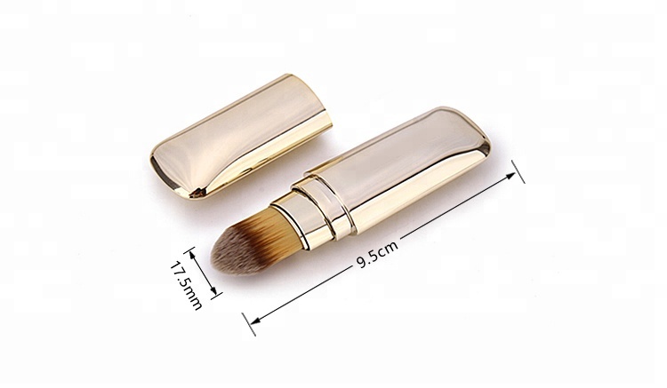 Mini Portable Foundation Cosmetic Brush Flat Plastic Liquid Foundation Brush With Protect Cap